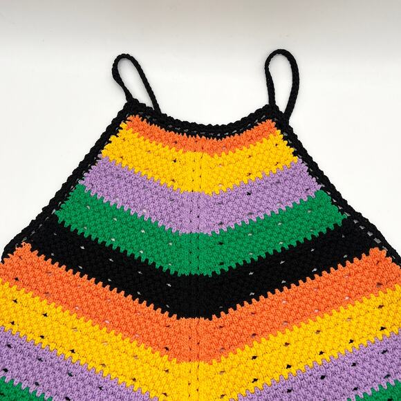 MAJE Stripe Crochet Halterneck Top Womens Medium Chevron Rainbow Stripe NEW - Picture 8 of 16